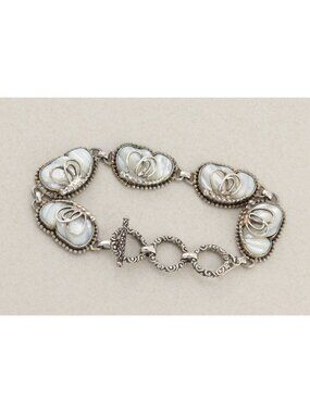 Sterling Silver Sarda Mother of Pearl Butterfly Bracelet 7 1/4" - 8 1/4"